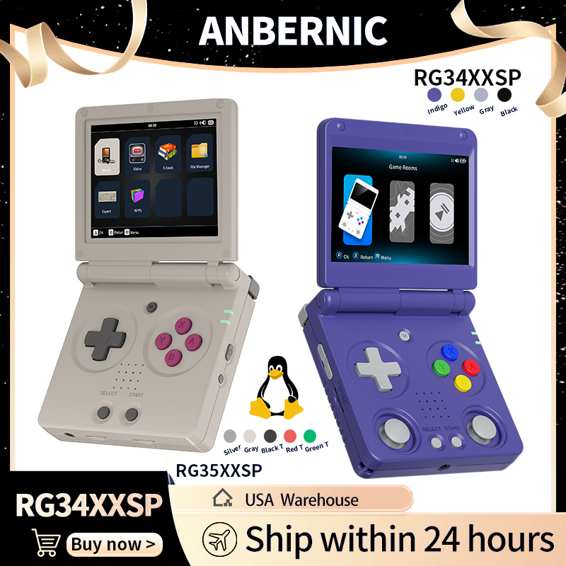 Retro Gaming Handheld Console - Anbernic RG34XXSP RG35XXSP Flipคอนโซลเกมมือถือหน้าจอIPS Linux 64