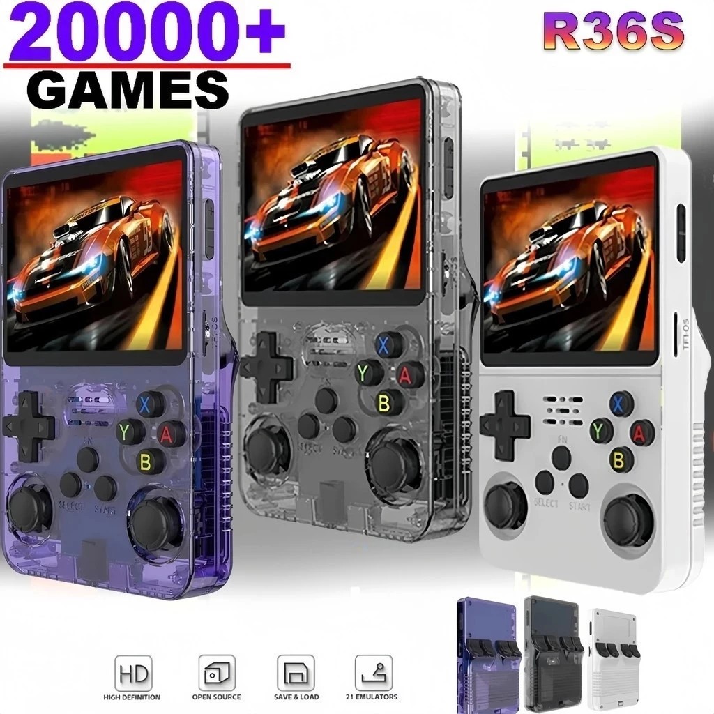 Retro Gaming Tv Box - เครื่องเล่นเกมพกพา Mini R36S ระบบ Linux พร้อมจอยเกมแบบพกพา