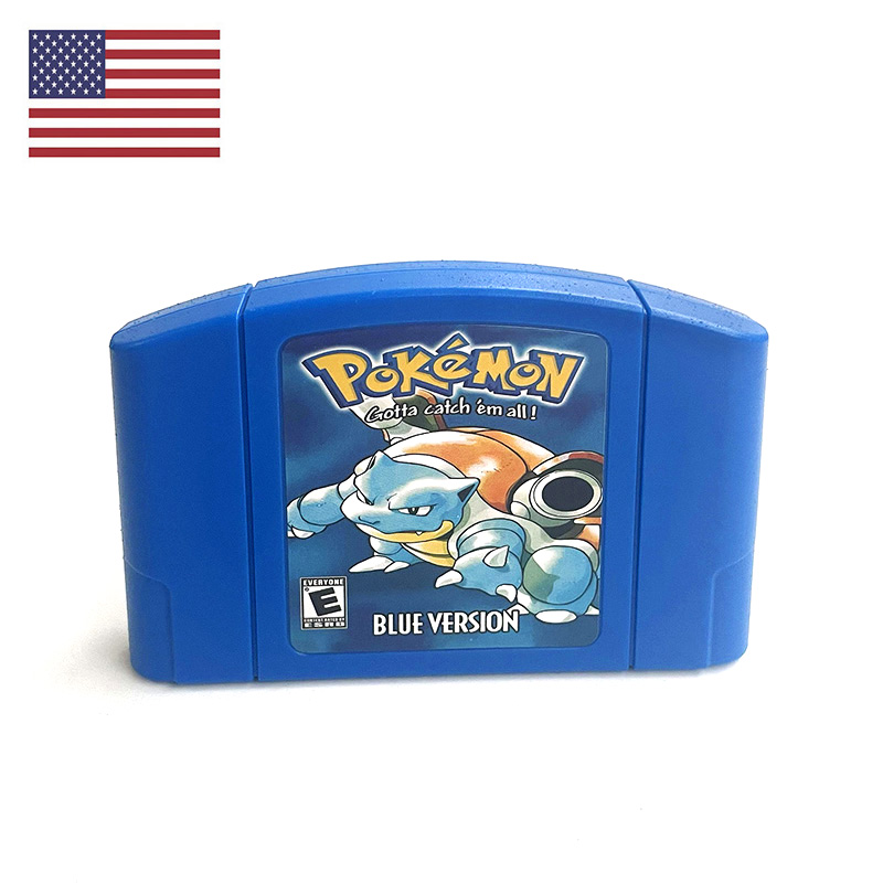 Retro Gaming Pokemon - เครื่องเล่นเกมวิดีโอเรโทร N64 รุ่น NTSC ของอเมริกา เกมโปเกมอนบลูภาษาอังกฤษ