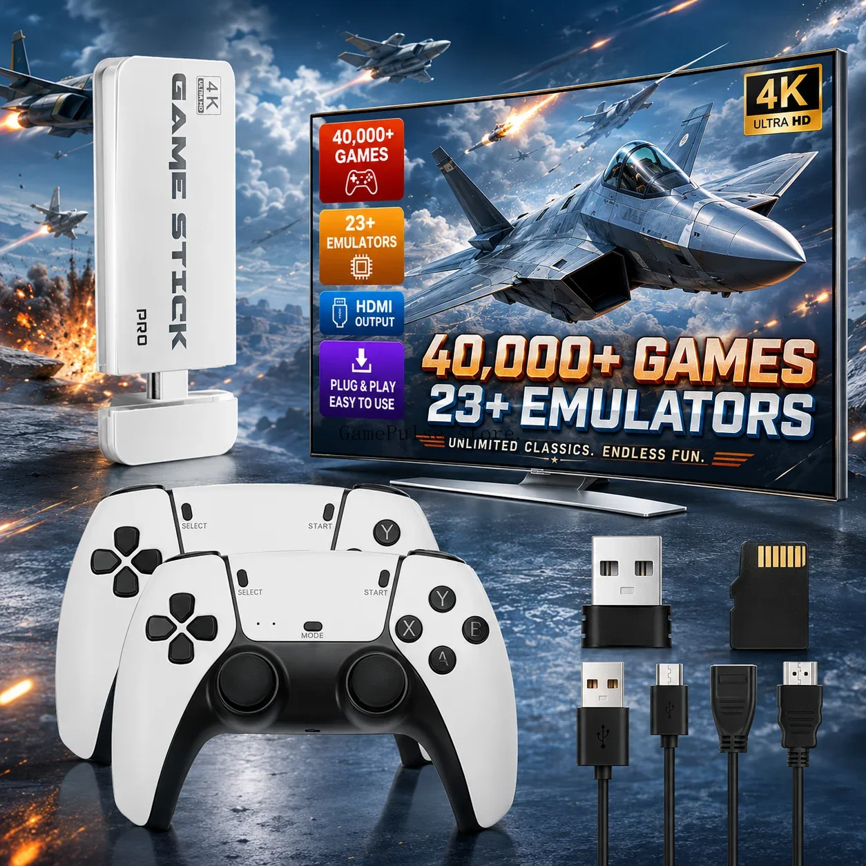 Retro Gaming Tv Box - GamePulse M15 Ultra เกมสติ๊ก เครื่องเล่นเกมย้อนยุค 40000+