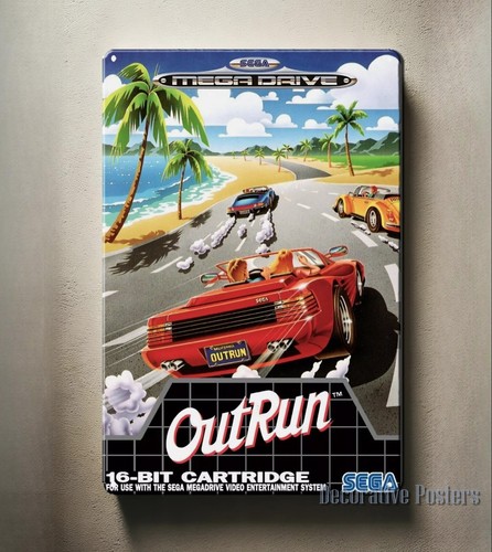 Retro Gaming Us - โปสเตอร์โลหะวิดีโอเกมย้อนยุค Outrun Mega Drive ขนาด 20*30