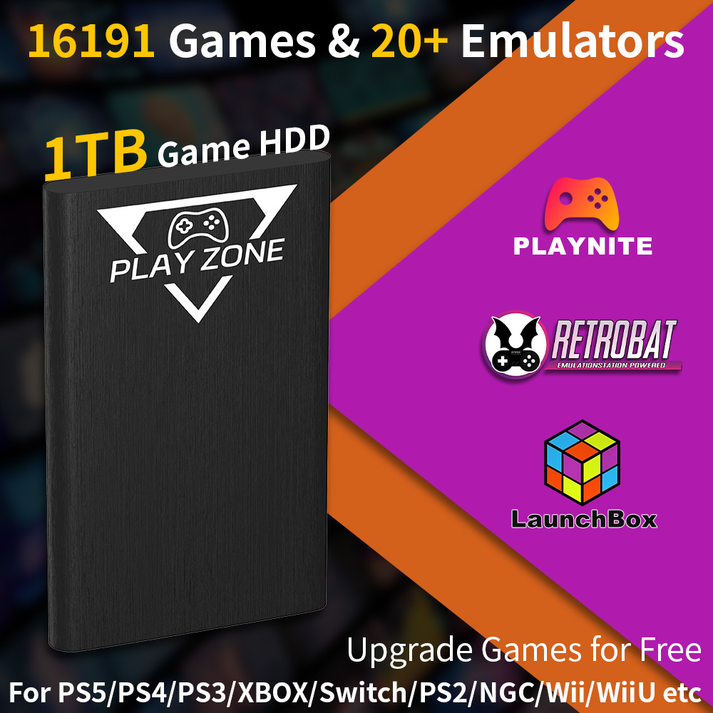Retro Gaming Ps3 - ฮาร์ดดิสก์พกพา Play Zone 1TB สำหรับ PS5/PS4/XBOX/PS3/Switch/PS2
