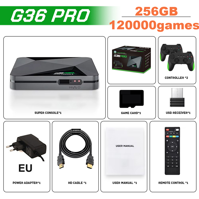 Retro Gaming Tv Box - เครื่องเล่นเกม Super G36 Pro 256G พร้อมเกมย้อนยุคกว่า