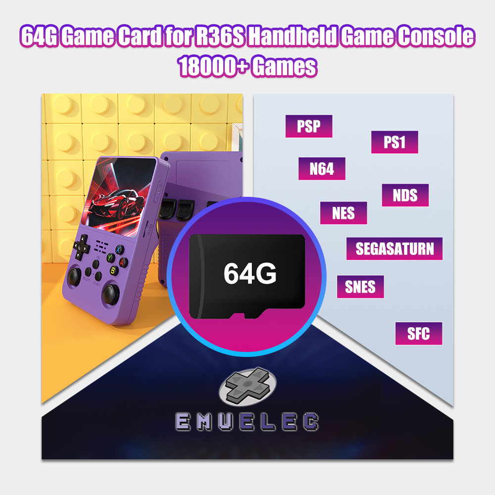 Retro Gaming Handheld Console - 64G เกม TF Card สําหรับ R36S