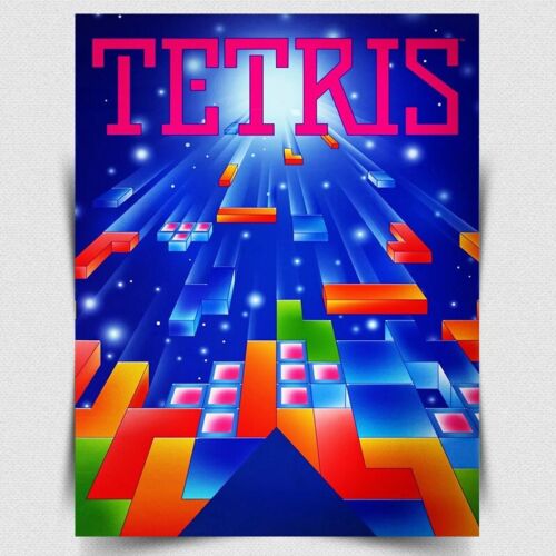 Retro Gaming Us - TETRIS METAL SIGN PLAQUE - ป้ายโลหะตกแต่งผนังลายเกมอาร์เคดสไตล์เรโทรสำหรับห้องเล่นเกม
