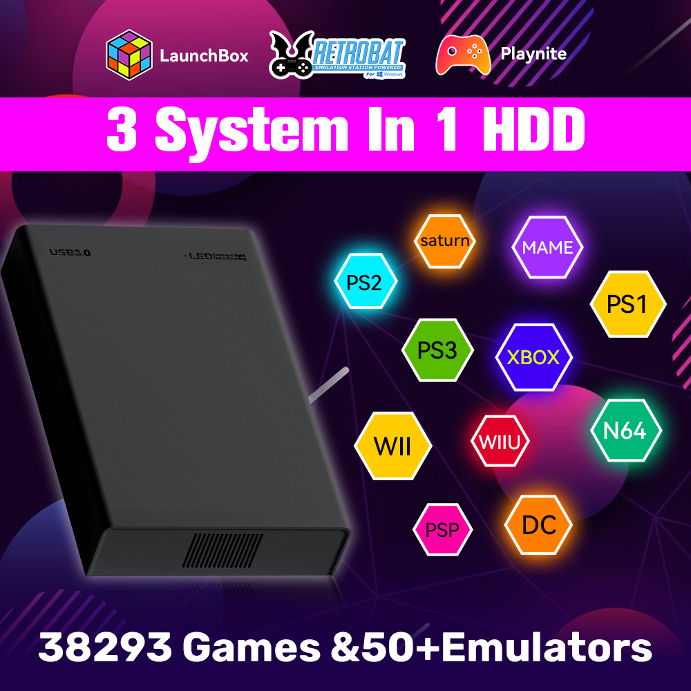 Retro Gaming Ps3 - 500G Retro Gaming HDD คอนโซลวิดีโอเกม Retrobat