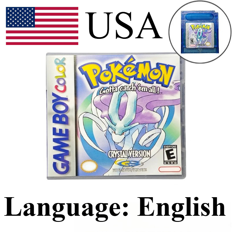 Retro Gaming Pokemon - ชุดตลับเกมโปเกมอน GBC คลาสสิก 7 แบบ สำหรับเกมบอยคัลเลอร์
