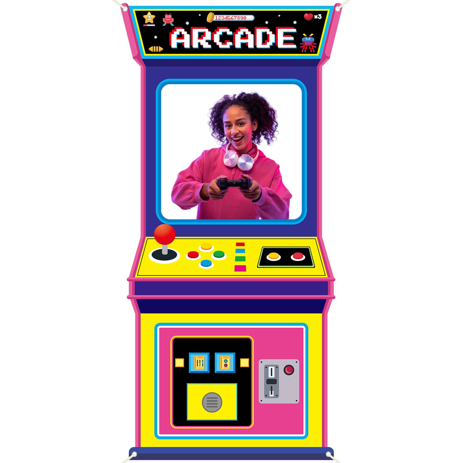 ฉากหลังถ่ายรูปธีมเกมอาร์เคดย้อ - Retro Gaming Video บทวิจารณ์และราคา