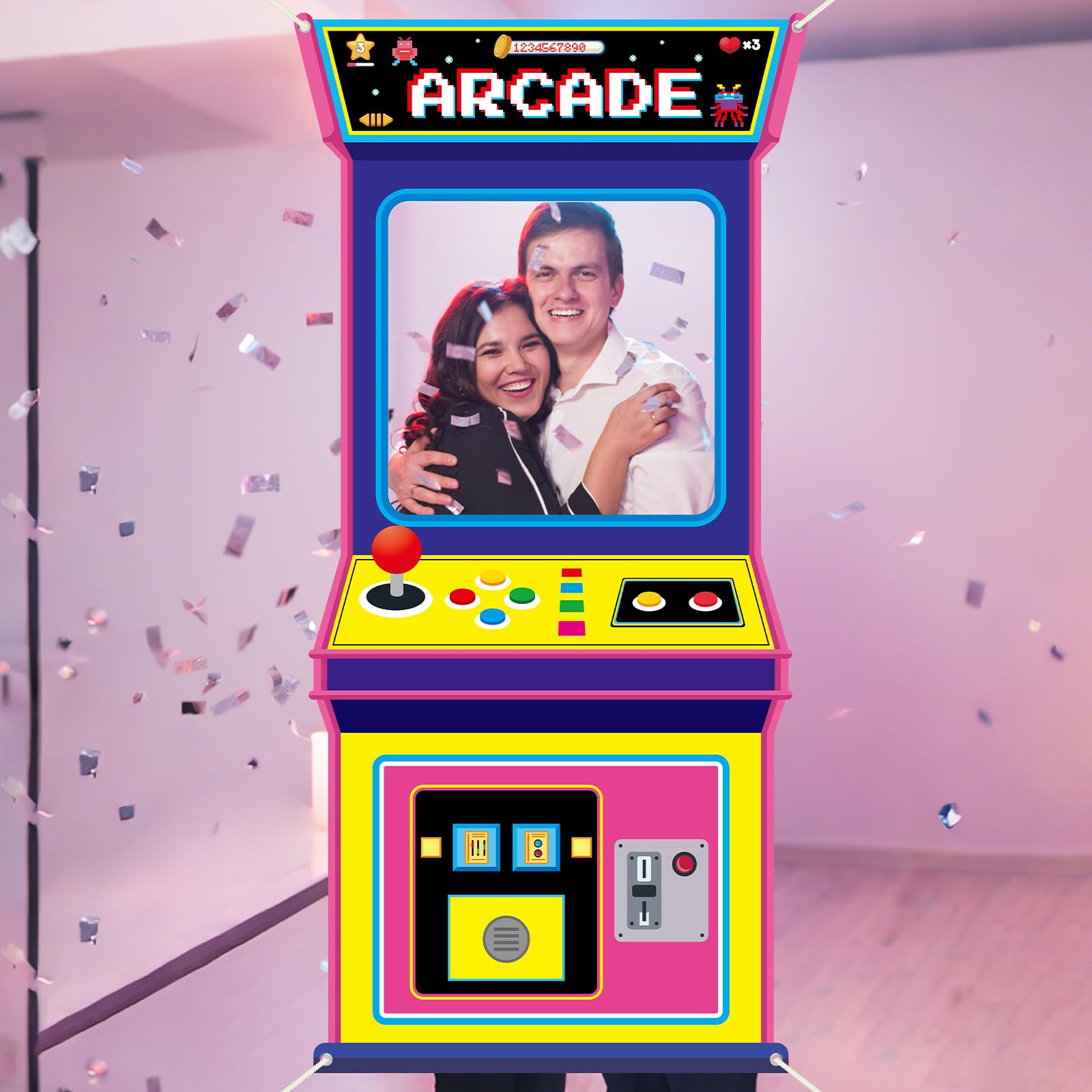 ฉากหลังถ่ายรูปธีมเกมอาร์เคดย้อ - Retro Gaming Video บทวิจารณ์และราคา